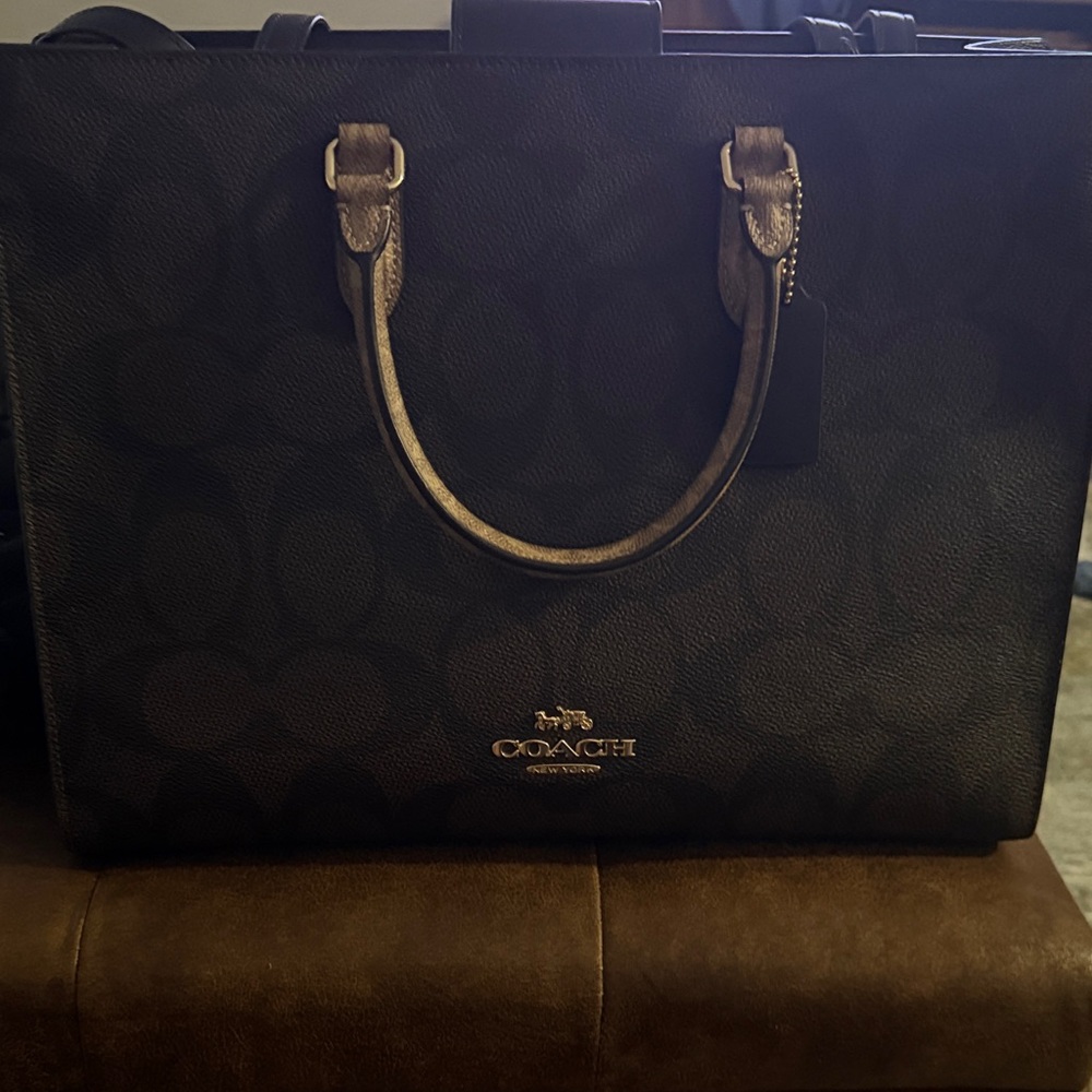 Coach Dark Brown Signature Tote